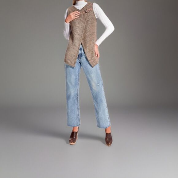 ASTARS Glasgow Boucle Knit Vest Brown Textured Tank Boho Cottagecore Small - Picture 1 of 4